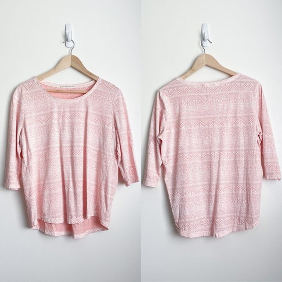 Peruvian Connection Tops - Peruvian Connection Pink Aztec Printed Shirt | 100% pima cotton, boho, blush